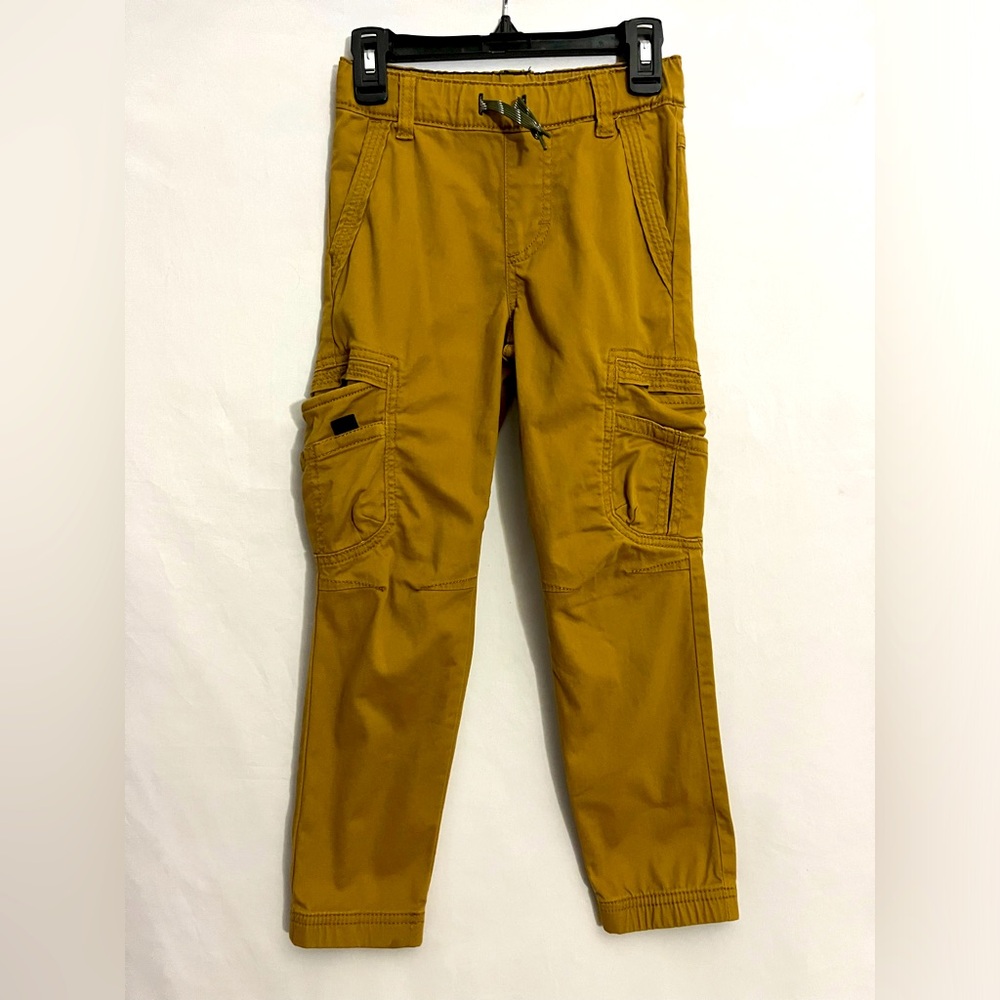 Wrangler boys gamer cargo pants brown elastic waist pull string size 7slim